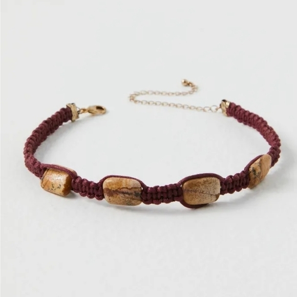 NWT Free People Sweet Carolina Choker Tan Ocean Jasper - Picture 4 of 9